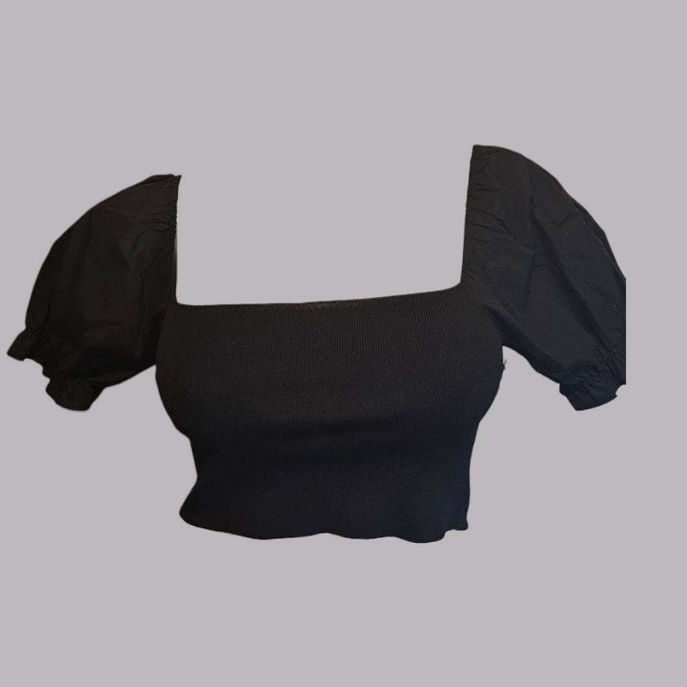 Originality Elegant Black Puff Sleeve Blouse XL